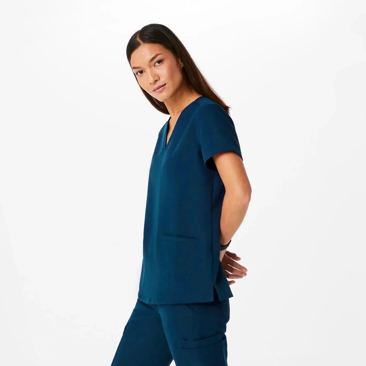 Women's Three-Pocket Scrub Top - Deep Reef