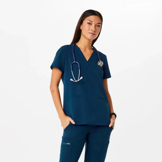 Women's Three-Pocket Scrub Top - Deep Reef