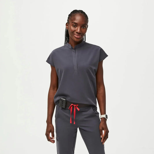 Women's Oversized Scrub Top& - Charcoal