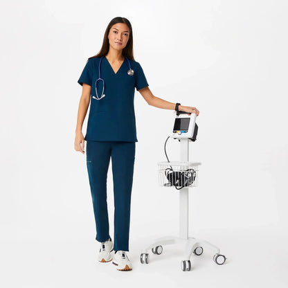 Women's Three-Pocket Scrub Top - Deep Reef