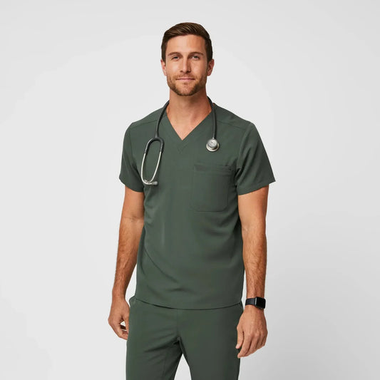 Men's  Three-Pocket Scrub Top - Moss
